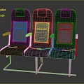 Three Black Public Seats With Metal Armrests And Sturdy Metal Frames