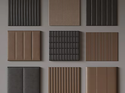 Various Textured Decorative Wall Panels in Dark Brown Beige and Black Hues 3d model