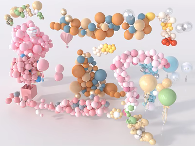 Vibrant Colorful Balloon Hanging Decorations With Various Colors For Festive Party Decor 3d model