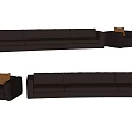 Dark Brown Leather Sectional Sofa Set With Single Seat And Cushions 3d model