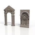 Classical Stone Architectural Elements With Arch And Decorative Structure Design 3d model