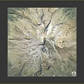 Detailed 3D Terrain Model of Mountain with Snow Covered Peak Green Slopes and Blue Lakes