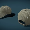 Khaki Canvas Baseball Cap With Stitching Detail Adjustable Strap And Classic Brim Design