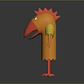 Playful Colorful Bird Character With Red Comb Yellow Body Red Beak And Red Feet