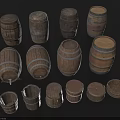 Various Sizes Wooden Barrels and Small Buckets for Home Storage Decor