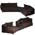 Brown Velvet Sectional Sofa With Modular Design And Matching Coffee Table 3d model
