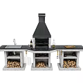 Modern Outdoor Kitchen Cabinet Design With Grill Sink Countertop And Firewood Storage