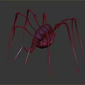3D Rendered Spider With Purple Red Glowing Body And Long Legs On Dark Background