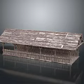 Traditional Rustic Wooden Pavilion With Thatch Roof And Wooden Support Columns