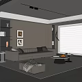 Modern Italian Style Living Room Sofa Coffee Table Combination Leather Sofa Multi-person Sofa Background Wall Floor Lamp Unattended Lamp Living Room Sofa Stool 3d model