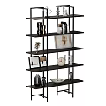 Modern Tiered Shelving Unit With Books Decorative Items Clocks Vases And Picture Frames