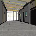 Modern Spacious Elevator Hallway With Large Windows Natural Light And Two People Walking 3d model