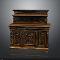 Vintage Wooden Carved Cabinet With Intricate Decorative Doors And Ornate Details