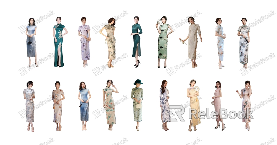 Modern Multiplayer Cheongsam Characters Hanfu Beauty Woman model