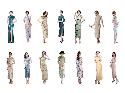 Modern Multiplayer Cheongsam Characters Hanfu Beauty Woman model