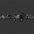 Vintage Classic Motorcycle Models Collection With Sidecar Various Colors And Detailed Designs