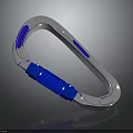 Shiny Blue and Silver Carabiner With Metallic Frame Glossy Finish and Reflection