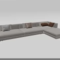 Modern Light Gray Sectional Sofa With Multiple Colored Cushions And Chaise Lounge 3d model