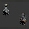 Two Different Colored 3D Model Spacecraft With Detailed Aerospace Design For Cosmic Missions