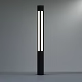 Modern Public Facility Street Light With Black Column And White Illuminated Strip