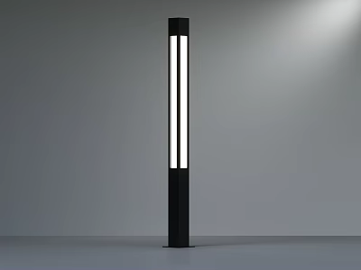 Modern Public Facility Street Light With Black Column And White Illuminated Strip 3d model