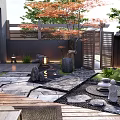 Japanese Zen Courtyard Garden With Stone Path Red Maple Tree And Stone Lanterns 3d model