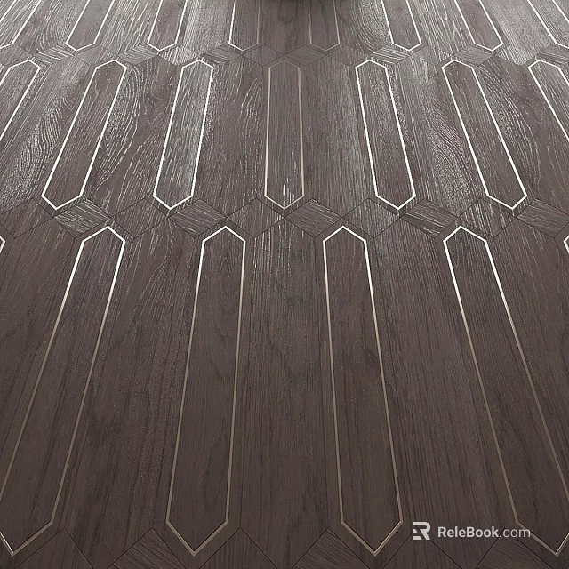 Dark Wood Flooring Components With Geometric Lines And Hexagonal Patterns 3d model 