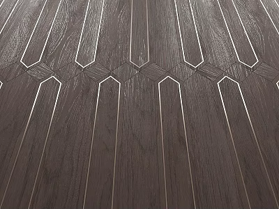 Dark Wood Flooring Components With Geometric Lines And Hexagonal Patterns 3d model