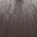 Dark Wood Flooring Components With Geometric Lines And Hexagonal Patterns