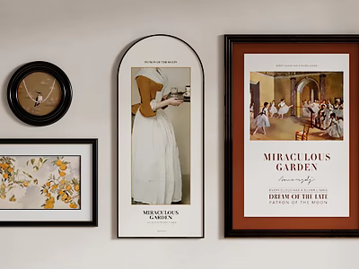 Wall Decor With Framed Paintings Clock And Miracle Louis Garden Art 3d model