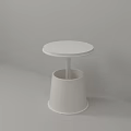 White Modern Side Table With Round Top And Cylindrical Base For Living Room