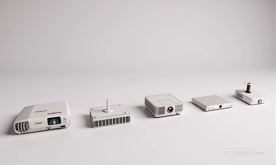 Projection Monitoring Devices Lineup With Modern White Design And Multiple Models 3d model 