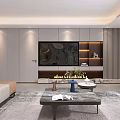 Modern Living and Dining Room Interior With TV Wall Sofa Coffee Table And Potted Plant