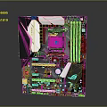 ASUS Computer Motherboard With Black And Pink Design And Various Components