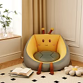 Cute Bee Shaped Yellow And Gray Bean Bag Chair In Cozy Living Room