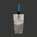 Old Rusted Trowel With Blue Handle And Metal Blade Construction Tool 3d model