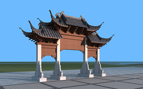 Chinese archway 3d model