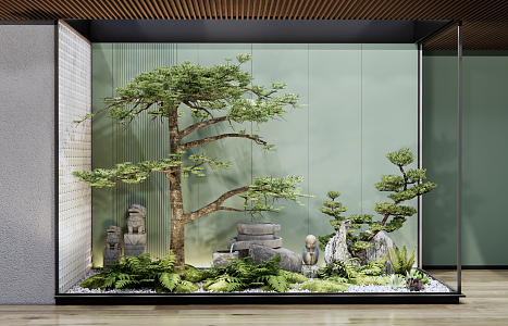 New Chinese Waterscape Sits Indoor Plants Landscape Sits 3d model