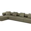 Modern Green Sectional Sofa With Multiple Cushions And L Shaped Design 3d model