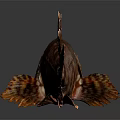 Red Spiny Fish With Scaly Body And Shiny Fins On Gray Background