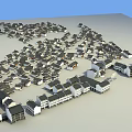 Traditional Chinese Village Model With Dense Ancient Style Houses And Roof Tiles