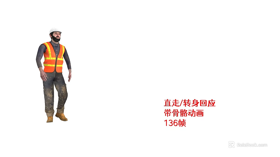 Man With Skeleton Animation Walking Forward Turning Around Responding 136 Frames 3d model 
