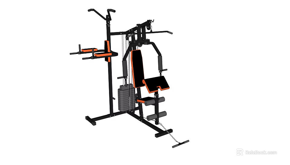 Multifunctional Home Fitness Equipment With Pull Up Bar Adjustable Seat And Weight Stack 3d model 