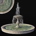 Garden Ornament Water Fountain With Decorative Pedestal Circular Stone Basin And Flowing Water