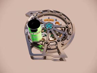 Smart Machine Precision Mechanical Structure With Metal Frame Gears And Green Components 3d model