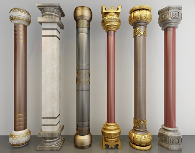 New Chinese style column 3d model