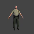 Man In Sheriff Uniform With Badge Utility Belt And Holster
