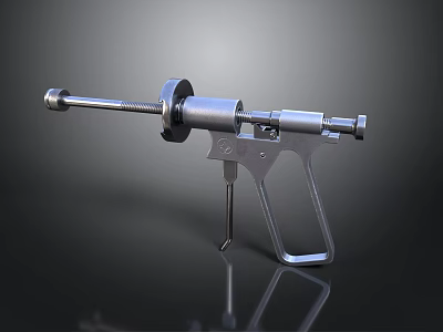 Manual Medical Injection Device With Metal Handle Screw Mechanism And Cylinder 3d model