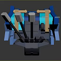 3D Cosmic Spacecraft Model With Blue Black Design And Mechanical Arm Structure
