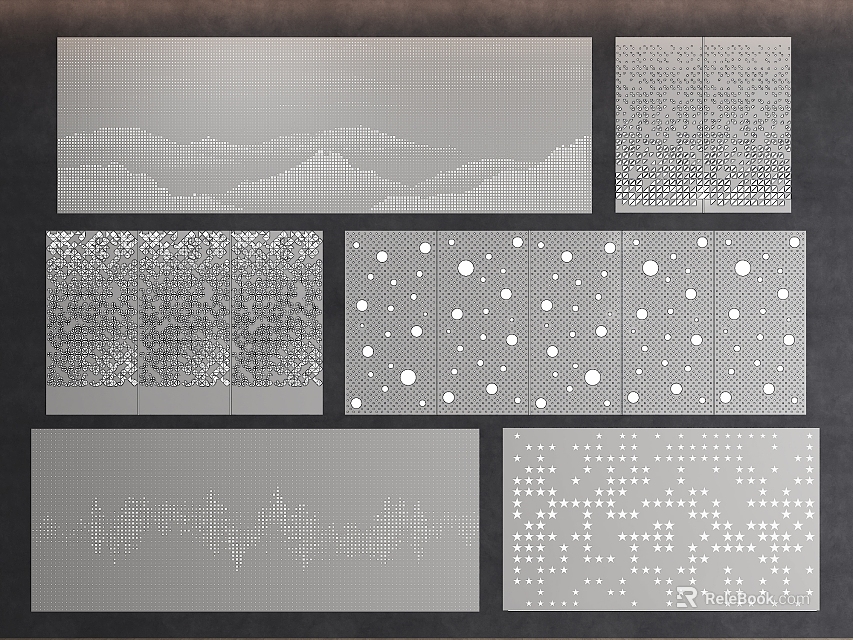 Modern Interior Wall Design Featuring Various Textured Patterns And Styles 3d model 